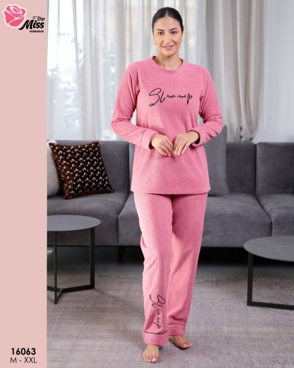 Rose Miss Pyjama polaire côtelé – Réf 16063 – Fuchsia