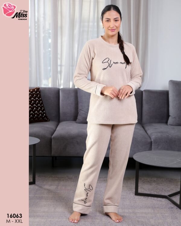 Rose Miss Pyjama polaire côtelé – Réf 16063 – Taupe