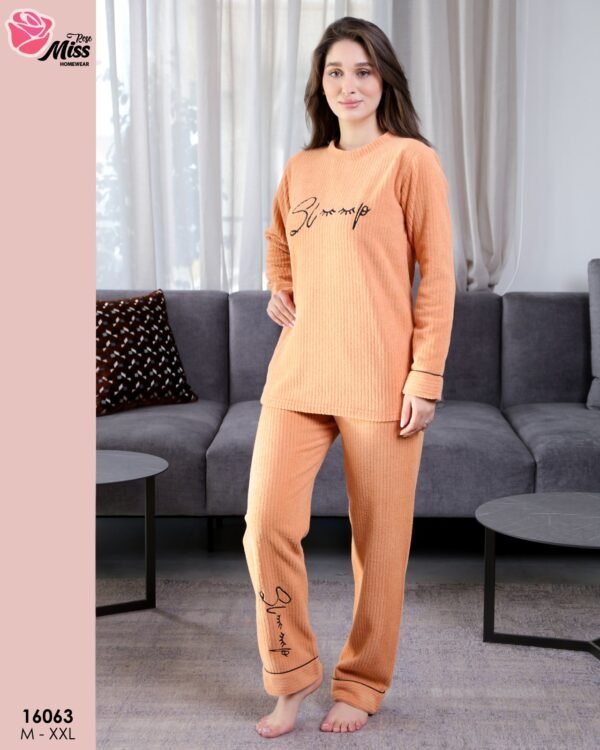 Rose Miss Pyjama polaire côtelé – Réf 16063 – Orange