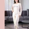 Rose Miss Pyjama polaire côtelé – Réf 16063 – Ivoire