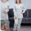 Rose Miss Pyjama polaire boutonné ourson – Réf 16094 – Gris