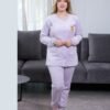Rose Miss Pyjama polaire boutonné ourson – Réf 16094 – Lilas