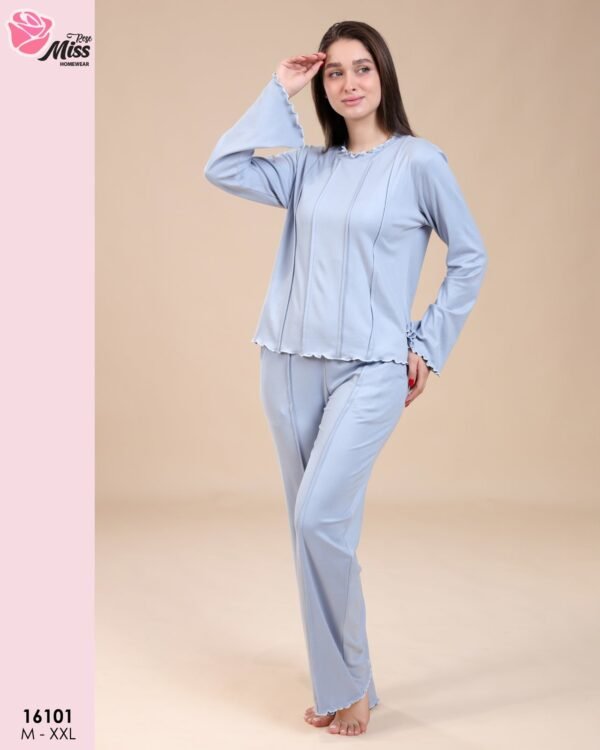 Rose Miss Pyjama côtelé – Réf 16101 – Bleu ciel