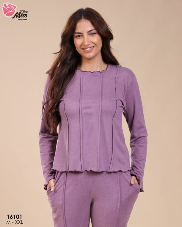 Rose Miss Pyjama côtelé – Réf 16101 – Prune