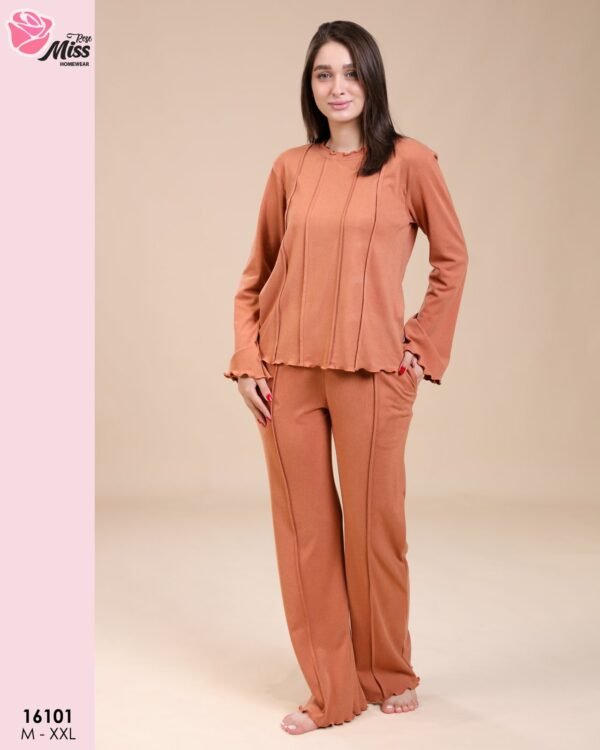 Rose Miss Pyjama côtelé – Réf 16101 – Rouille