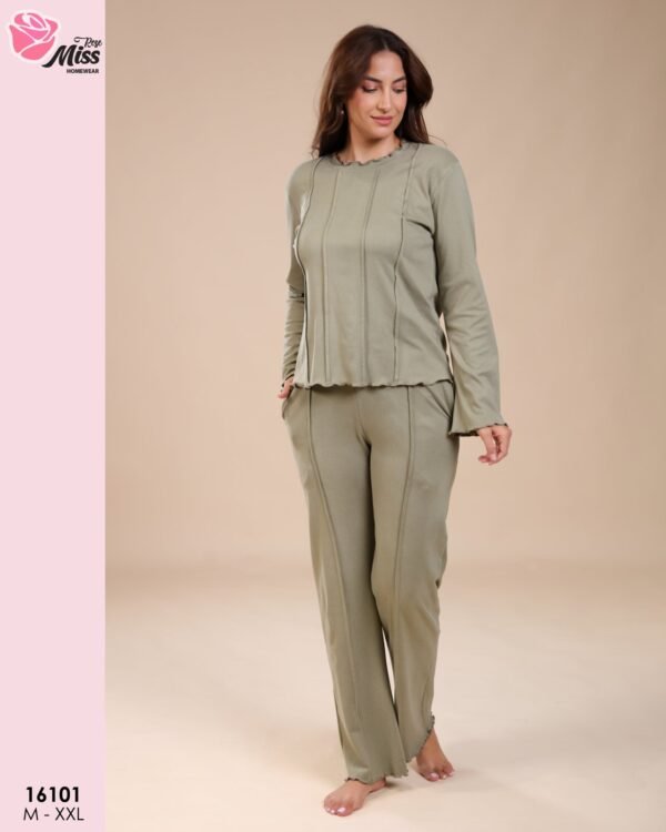 Rose Miss Pyjama côtelé – Réf 16101 – Vert olive