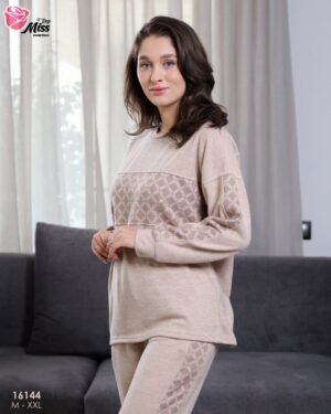 Rose Miss Pyjama jacquard – Réf 16144 – Beige