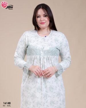 Rose Miss Chemise de nuit longue fleurie – Réf 16148 – Vert d'eau