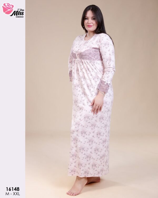 Rose Miss Chemise de nuit longue fleurie – Réf 16148 – Rose pâle