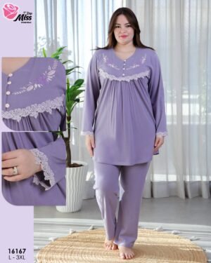 Rose Miss Pyjama brodé dentelle – Réf 16167 – Lavande