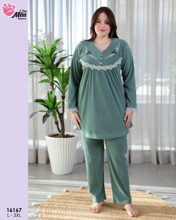 Rose Miss Pyjama brodé dentelle – Réf 16167 – Vert