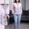 Rose Miss Pyjama polaire boutonné – Réf 16171 – Rose et bleu