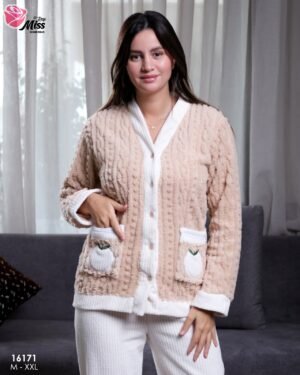 Rose Miss Pyjama polaire boutonné – Réf 16171 – Beige