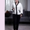 Rose Miss Pyjama polaire boutonné – Réf 16171 – Blanc et noir
