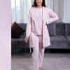 Rose Miss Ensemble pyjama et gilet 3 pièces – Réf 16194 – Rose