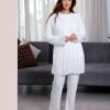 Rose Miss Ensemble pyjama et gilet tricot 3 pièces – Réf 16209 – Blanc