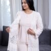 Rose Miss Ensemble pyjama et kimono dentelle 3 pièces – Réf 16215 – Crème