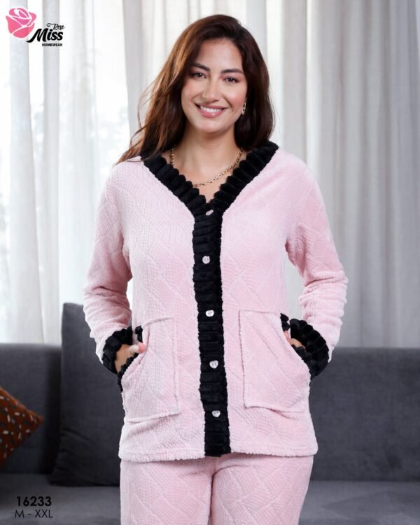 Rose Miss Pyjama polaire boutonné – Réf 16233 – Rose