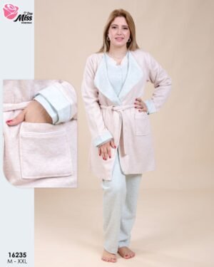Rose Miss Ensemble pyjama et gilet 3 pièces – Réf 16235 – Rose pâle