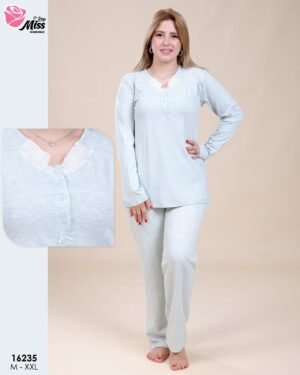Rose Miss Ensemble pyjama et gilet 3 pièces – Réf 16235 – Vert d'eau
