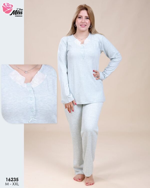 Rose Miss Ensemble pyjama et gilet 3 pièces – Réf 16235 – Vert d'eau
