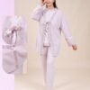 Rose Miss Ensemble pyjama et gilet dentelle 3 pièces – Réf 16239 – Mauve clair