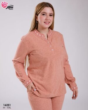 Rose Miss Pyjama brodé – Réf 16251 – Corail