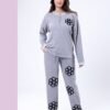 Rose Miss Pyjama polaire brodé fleurs – Réf 16254 – Gris