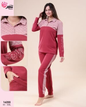 Rose Miss Pyjama molletonné – Réf 16255 – Framboise