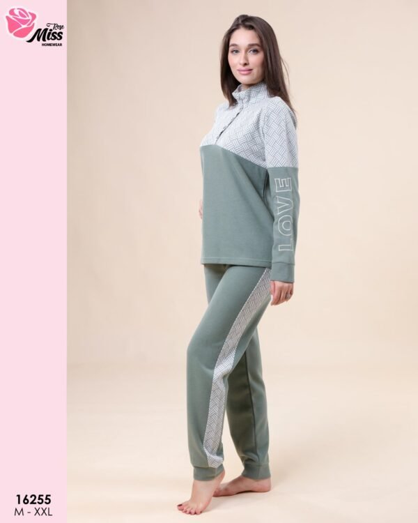 Rose Miss Pyjama molletonné – Réf 16255 – Vert sauge