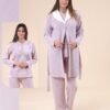 Rose Miss Pyjama 3 pièces polaire avec robe de chambre – Réf 16256 – Lilas