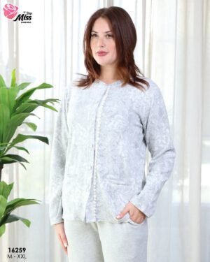 Rose Miss Pyjama boutonné imprimé – Réf 16259 – Gris