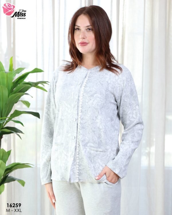 Rose Miss Pyjama boutonné imprimé – Réf 16259 – Gris