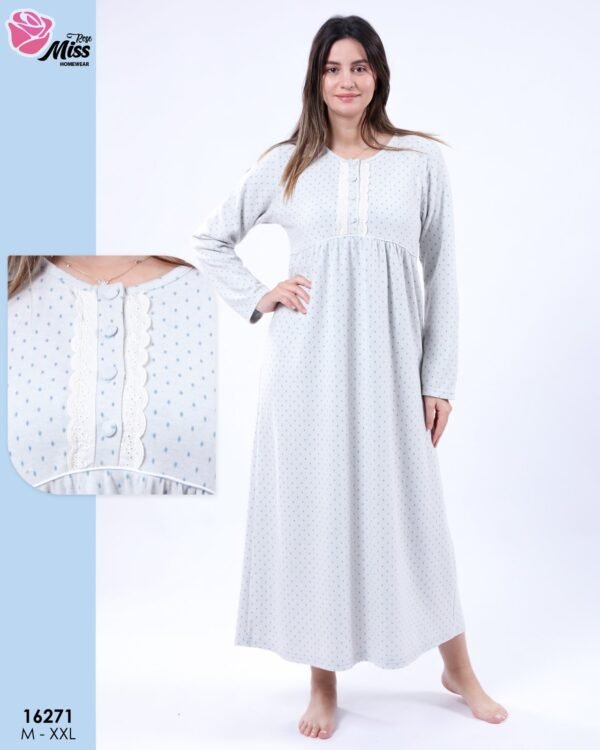 Rose Miss Ensemble robe de nuit et peignoir rayé 2 pièces – Réf 16271 – Gris clair