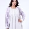 Rose Miss Ensemble robe de nuit et peignoir rayé 2 pièces – Réf 16271 – Violet