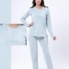 Rose Miss Ensemble pyjama et peignoir fourrure 3 pièces – Réf 16274 – Bleu clair