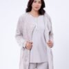 Rose Miss Ensemble pyjama et peignoir fourrure 3 pièces – Réf 16274 – Gris