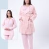 Rose Miss Ensemble pyjama et peignoir fourrure 3 pièces – Réf 16274 – Rose