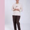 Rose Miss Pyjama à carreaux – Réf 16283 – Écru marron
