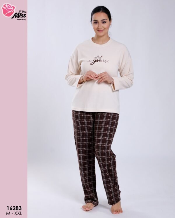Rose Miss Pyjama à carreaux – Réf 16283 – Écru marron