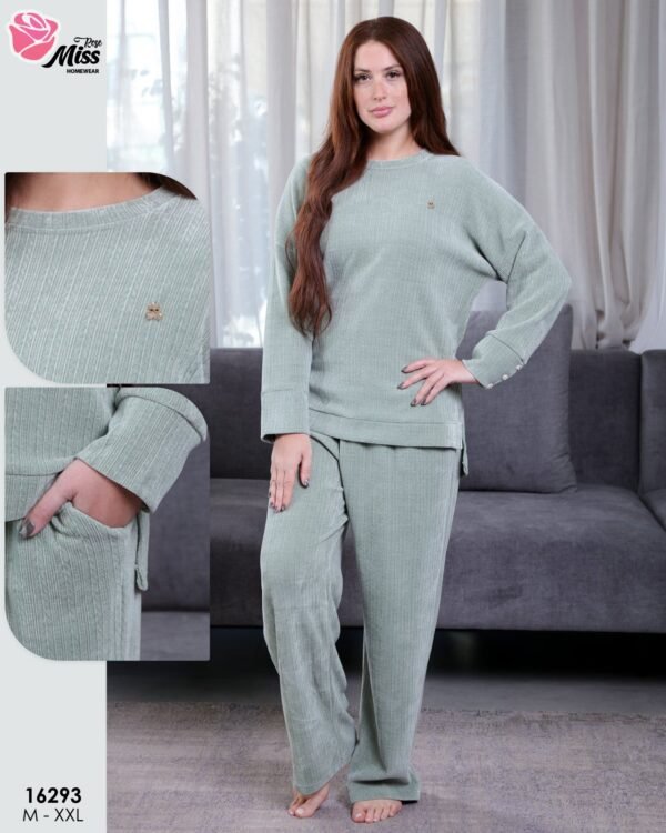 Rose Miss Pyjama côtelé – Réf 16293 – Vert d'eau
