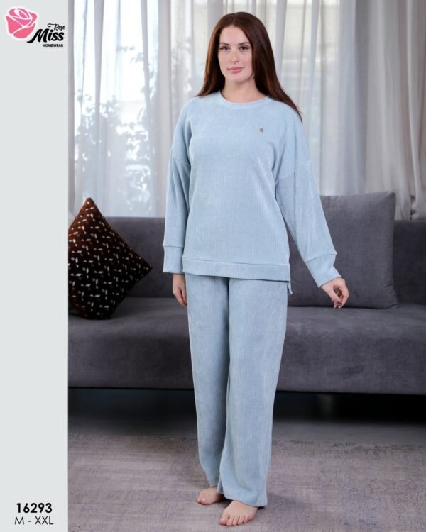 Rose Miss Pyjama côtelé – Réf 16293 – Bleu ciel