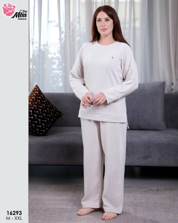 Rose Miss Pyjama côtelé – Réf 16293 – Gris clair