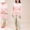 Rose Miss Pyjama polaire boutonné – Réf 16305 – Rose et vert