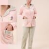 Rose Miss Pyjama polaire boutonné – Réf 16306 – Rose et vert