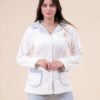 Rose Miss Pyjama polaire boutonné – Réf 16306 – Blanc et bleu