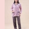 Rose Miss Pyjama polaire boutonné – Réf 16306 – Lilas et gris