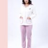 Rose Miss Pyjama polaire boutonné – Réf 16306 – Blanc et lilas