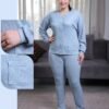 Rose Miss Pyjama côtelé boutonné – Réf 16340 – Bleu ciel