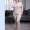 Rose Miss Pyjama côtelé boutonné – Réf 16340 – Beige